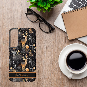 Funda Para Samsung Galaxy S22 Ciervo Elegante del Bosque - Nombre Personalizado