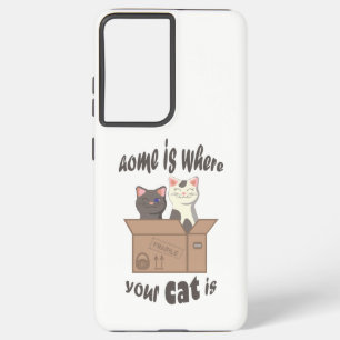 Funda Para Samsung Galaxy S21 Ultra Cita divertida Home es donde está tu gato