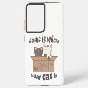 Funda Para Samsung Galaxy S21+ Cita divertida Home es donde está tu gato
