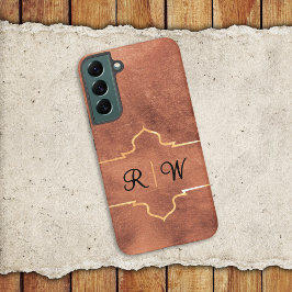 Funda Para Samsung Galaxy S22+ Cobre Rústico Monograma Personalizado