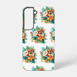 Funda Para Samsung Galaxy S22 Coco con flores y conchas