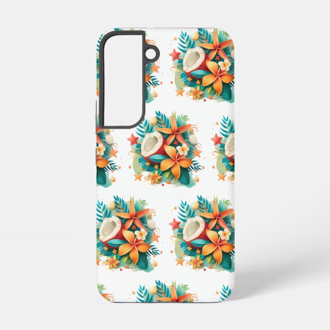 Funda Para Samsung Galaxy Coco con flores y conchas (Reverso )