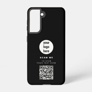 Funda Para Samsung Galaxy S21 Código QR Logotipo comercial Negro Empresa Minimal