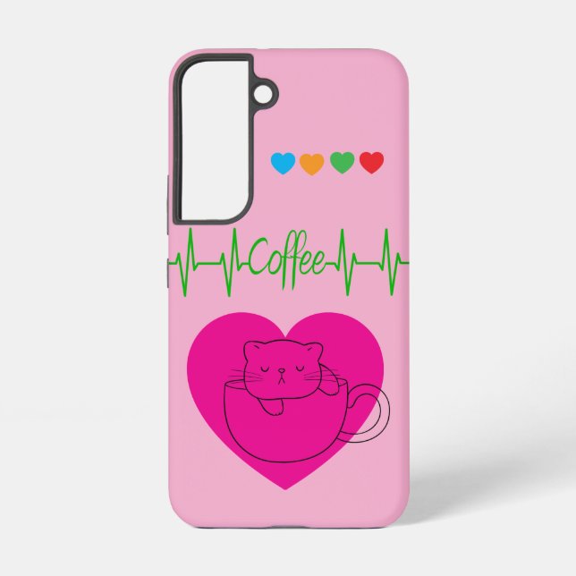 Funda Para Samsung Galaxy Coffee Cat in Cup Samsung Case – Pink (Reverso )