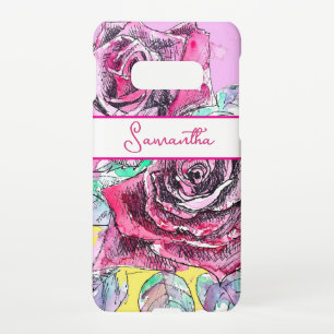 Funda Para Samsung Galaxy S10E Col roja rosa repollo rosas vintage nombre de niña