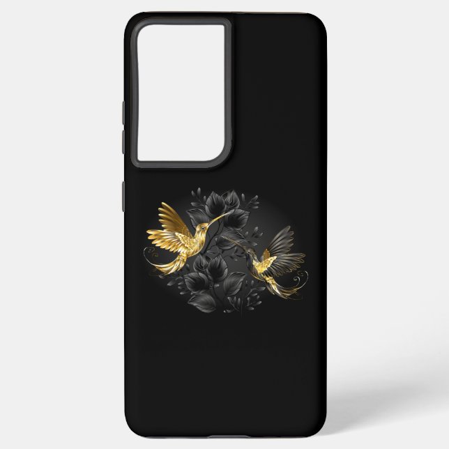 Funda Para Samsung Galaxy Colibrí negro y dorado (Reverso )