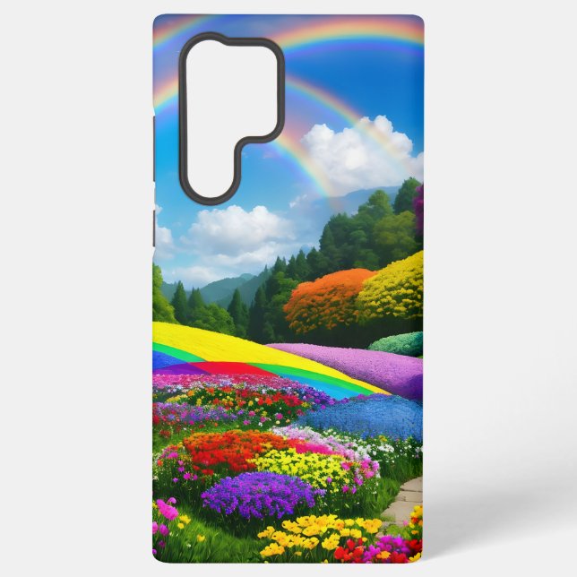 Funda Para Samsung Galaxy Colinas arcoiris y flores dos (Reverso )