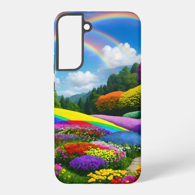 Funda Para Samsung Galaxy Colinas arcoiris y flores dos (Reverso )