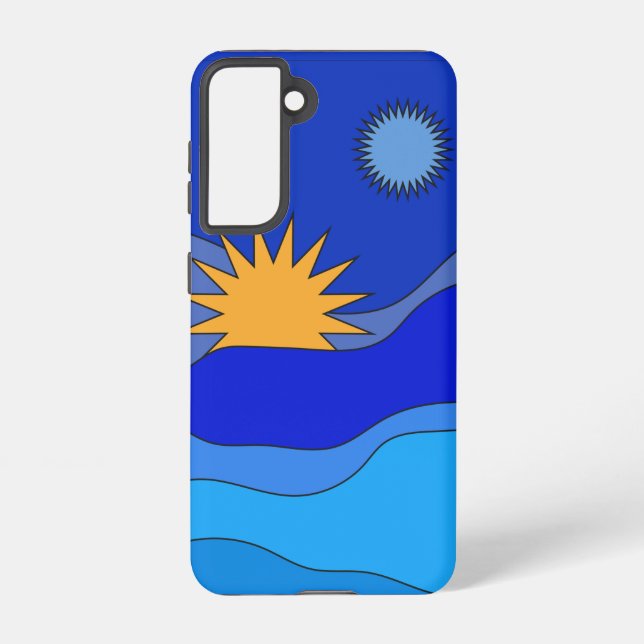 Funda Para Samsung Galaxy Colinas de luna solar paisaje abstracto azul (Reverso )
