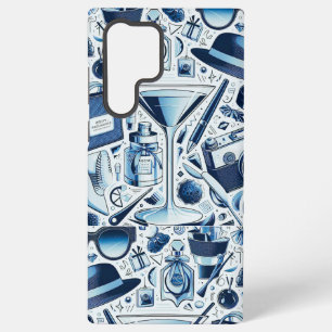 Funda Para Samsung Galaxy S22 Ultra Collage Chic y Moderno de Azul Oscuro Diseño