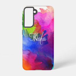 Funda Para Samsung Galaxy S21 Color de agua del arcoiris Resumen Nombre Monogram