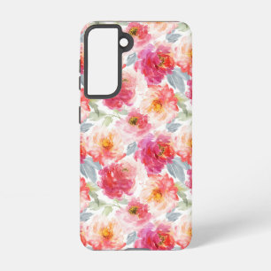 Funda Para Samsung Galaxy S21 Color de agua rosa Peony Flower Pattern