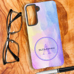Funda Para Samsung Galaxy S21 Color del pastel de moda acuarela Nombre del monog<br><div class="desc">Este funda presenta una acuarela rosa, amarilla, violeta y azul pastel con un color púrpura rodeado de dos colores con un nombre y una letra inicial monograma. Rellene los campos de la plantilla con un nombre y un nombre inicial, quite el uno o el otro o edite utilizando la herramienta...</div>