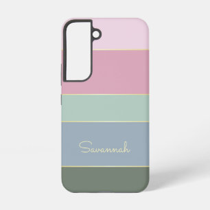 Funda Para Samsung Galaxy S22 Colores de verano personalizado bandas de bloques 