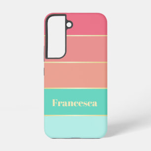 Funda Para Samsung Galaxy S22 Colores de verano personalizado bandas de bloques 