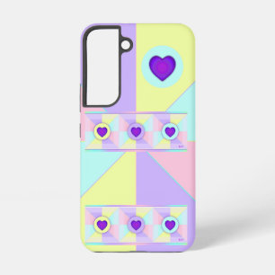 Funda Para Samsung Galaxy S22 Colores pastel y corazones morados latiendo