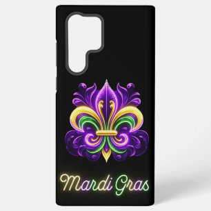 Funda Para Samsung Galaxy S22 Ultra Colorida Neon Mardi Gras Fleur de lis