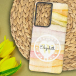 Funda Para Samsung Galaxy S21 Ultra Coloridas olas acuáticas Monograma Corazón blanco<br><div class="desc">Este estuche de teléfono de moda presenta un fondo de onda de acuarela y diseño de puntos de polka y corazón blancos con monograma de primer nombre y letra inicial. Personalice los campos de texto con un nombre o apellido e inicial, quite el texto o edite utilizando la herramienta de...</div>