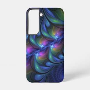 Funda Para Samsung Galaxy S22 Colorido Luminoso Abstracto Azul Rosa Verde Fracta