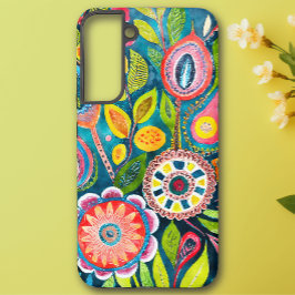Funda Para Samsung Galaxy S22+ Colorido Resumen acuarela Floral Mandala Artsy