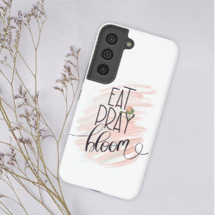 Funda Para Samsung Galaxy S22 Comer Rezar Florecer Rosa Rosa Monograma Nombre