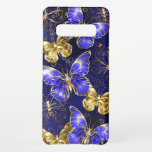 Funda Para Samsung Galaxy S10  Composición con mariposas de zafiro<br><div class="desc">Composición de lujosas mariposas de zafiro y joyas de oro sobre fondo de textura azul.</div>