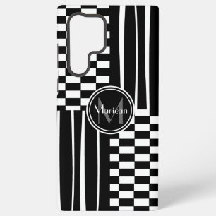 Funda Para Samsung Galaxy S22 Ultra Comprobación de monograma y rayas con estilo