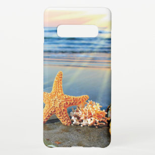 Funda Para Samsung Galaxy S10+ conchas de mar y estrellas de mar en la playa
