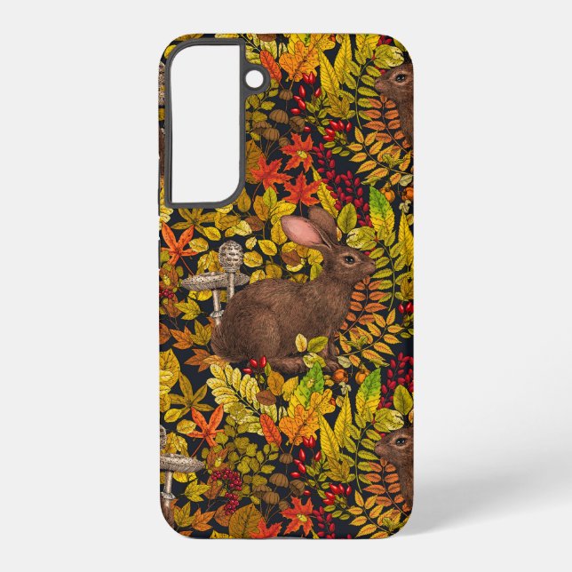 Funda Para Samsung Galaxy Conejo de otoño sobre negro (Reverso )