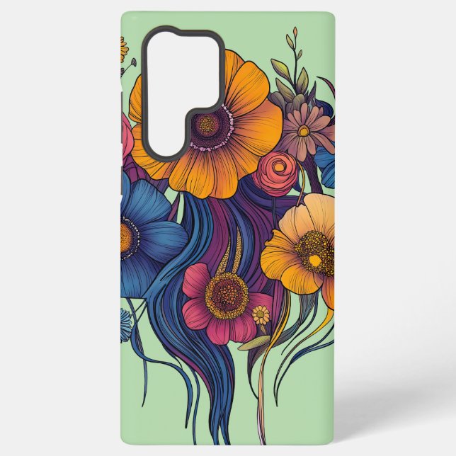 Funda Para Samsung Galaxy Conjunto artístico de hermosas flores (Reverso )