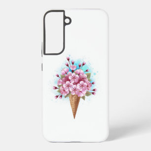 Funda Para Samsung Galaxy S22+ Cono de waffle de helado de Sakura rosa