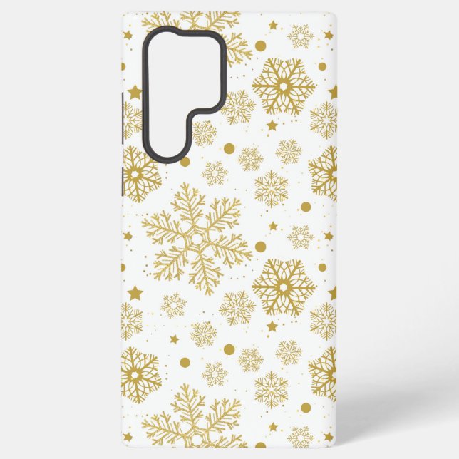Funda Para Samsung Galaxy Copos de nieve dorados (Reverso )