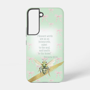 Funda Para Samsung Galaxy S22 Coqueta Verde Rosa Pastel Chic Cristiana Abeja