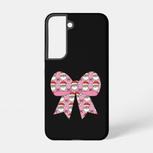 Funda Para Samsung Galaxy S22 Coquette Navidades Pink Bow Santa Vintage Retro