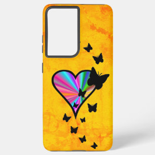 Funda Para Samsung Galaxy S21+ Corazón arcoiris y mariposa