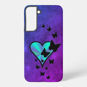 Funda Para Samsung Galaxy S22+ Corazón arcoiris y mariposa