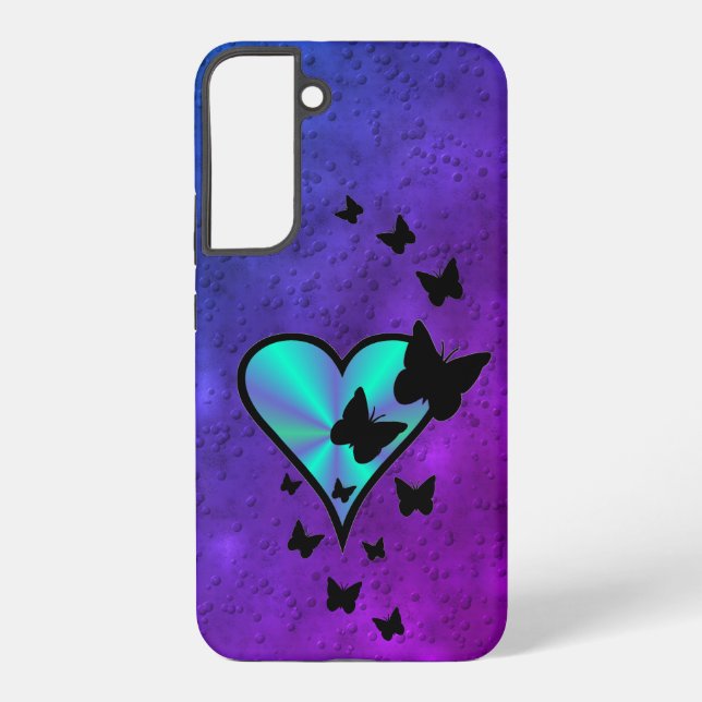 Funda Para Samsung Galaxy Corazón arcoiris y mariposa (Reverso )