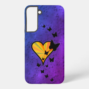 Funda Para Samsung Galaxy S22+ Corazón Arcoíris y Mariposa