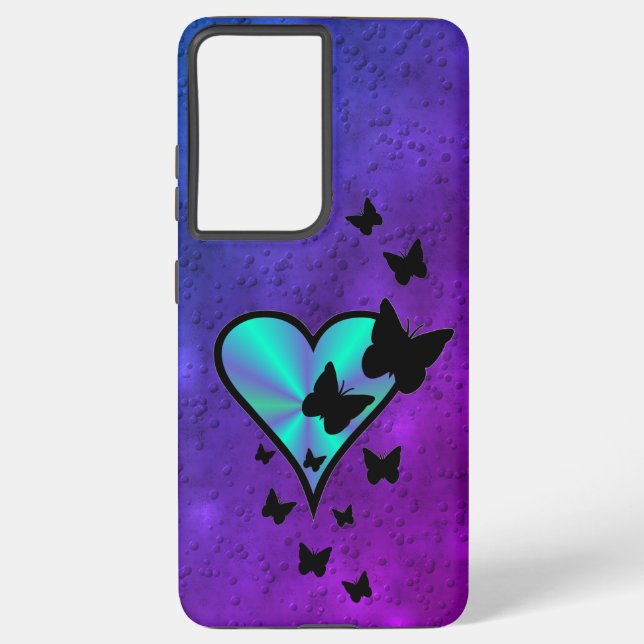 Funda Para Samsung Galaxy Corazón arcoiris y mariposa (Reverso )