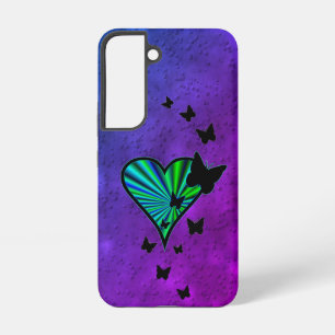 Funda Para Samsung Galaxy S22 Corazón arcoiris y mariposa