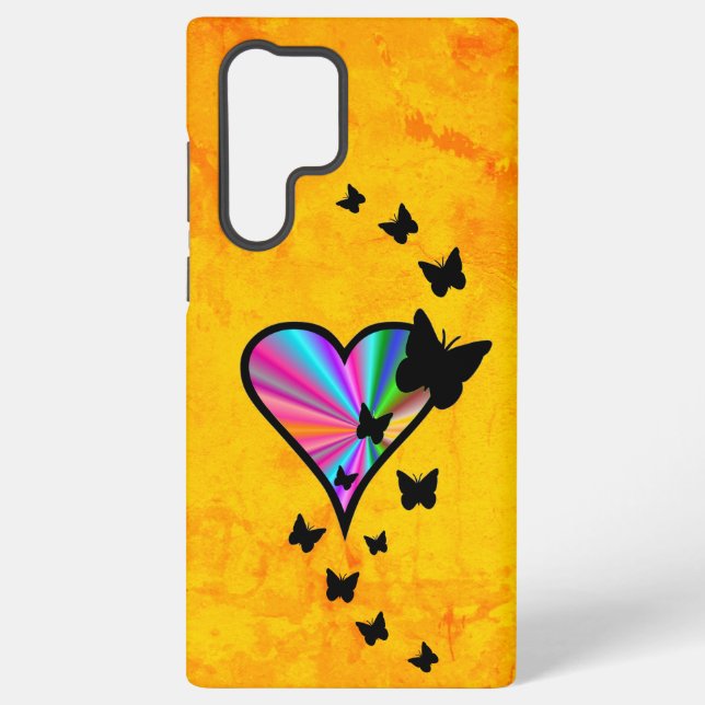Funda Para Samsung Galaxy Corazón arcoiris y mariposa (Reverso )