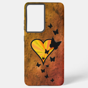 Funda Para Samsung Galaxy S21 Ultra Corazón arcoiris y mariposa