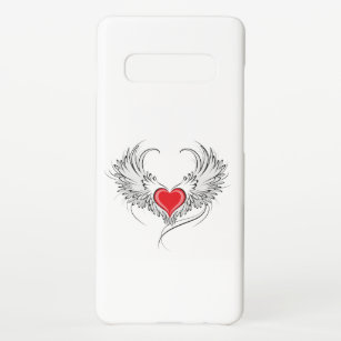 Funda Para Samsung Galaxy S10+ Corazón de Ángel Rojo con alas