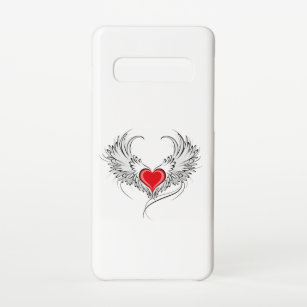 Funda Para Samsung Galaxy S10 Corazón de Ángel Rojo con alas