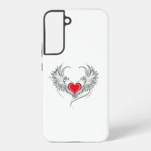Funda Para Samsung Galaxy S22+ Corazón de Ángel Rojo con alas