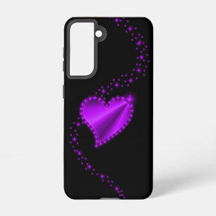 Funda Para Samsung Galaxy S21 Corazón de arcoiris morado con estrellas en negro