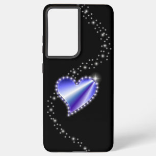 Funda Para Samsung Galaxy S21+ Corazón de arcoiris morado con estrellas en negro