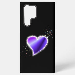 Funda Para Samsung Galaxy S22 Ultra Corazón de arcoiris morado con estrellas en negro