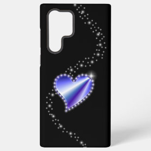 Funda Para Samsung Galaxy S22 Ultra Corazón de arcoiris morado con estrellas en negro