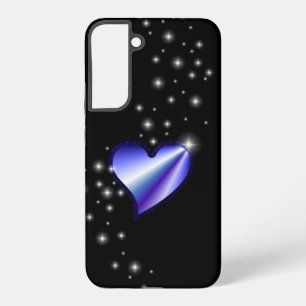 Funda Para Samsung Galaxy S22+ Corazón de arcoiris morado con estrellas en negro